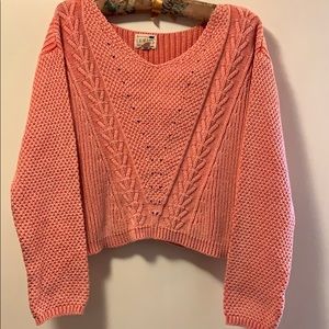 LA Hearts coral crop sweater. Sz L